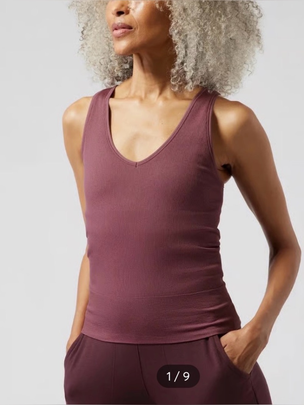 Athleta Aurora V-Neck Ribbed Tank Top In Tawny Rose NWT